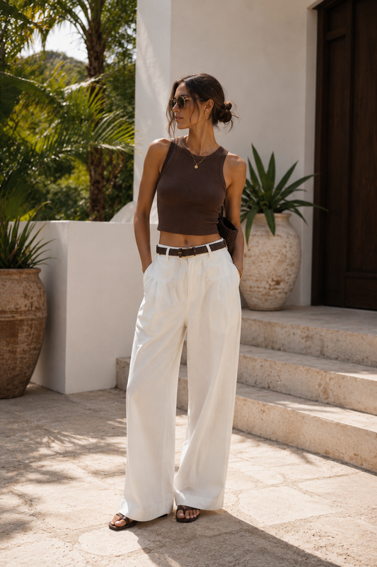 Sienna High-Waist Linen Pants